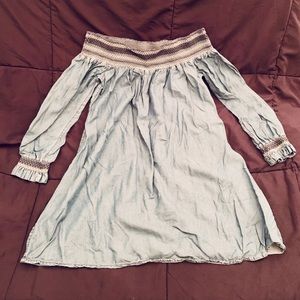 River Island Off-Shoulder Denim Dress